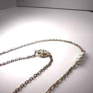 Vtg Sarah Coventry Faux Pearl Cluster Necklace Gold Toned Spacer Beads Chain 35"